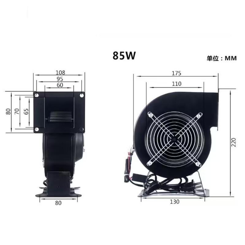 Мощный циркулирующий воздуходув Маленький вытяжной вентилятор для дыма от барбекю Центробежный вентилятор с многолопастным колесом, работающий от сетевой частоты 85W