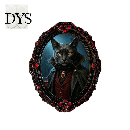 Wooden Animal Frame Ornament Halloween Pet Photo Decoration, with Adhesive Dot, Witch Hat Cat Dog Holiday Decoration Decor, Retro for Home Office