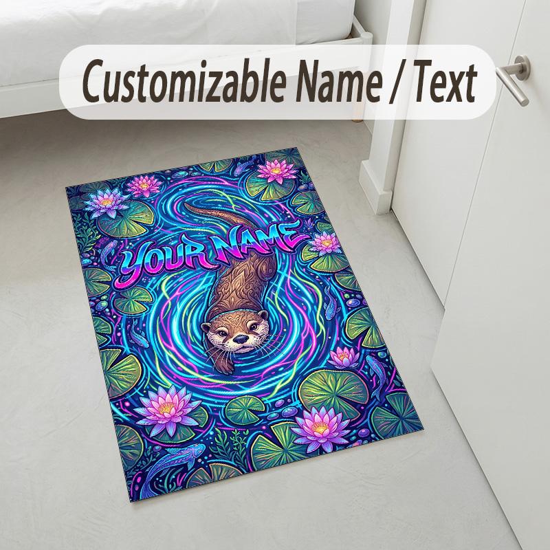 Office Team Theme Soft Crystal Velvet Rug Custom Name & Text Print Non Slip Floor Rug for Bedroom Living Room