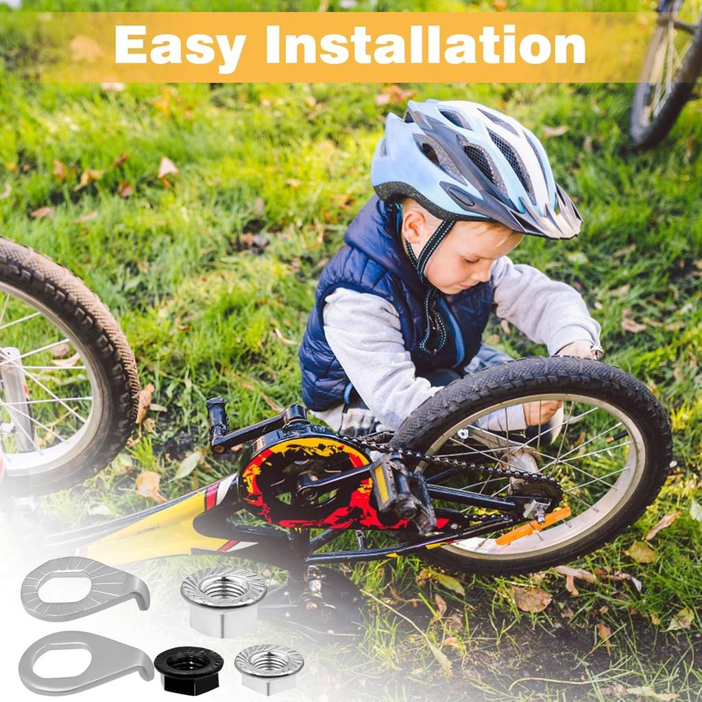 24PCS Bike Axle Nuts & Safety Washers Kit, 3 Sizes M8/M9.5/M10 Bicycle Wheel Hub Nuts, Front & Rear Wheel Replacement Parts For