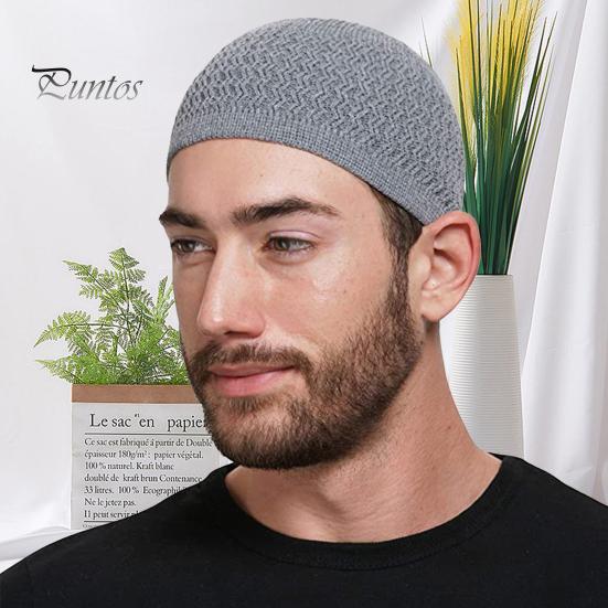 Traditioneller Hut Wellen-Jacquard Runder Dom Gestrickt Unisex Vintage Umwickelter Kopf Elastisch
