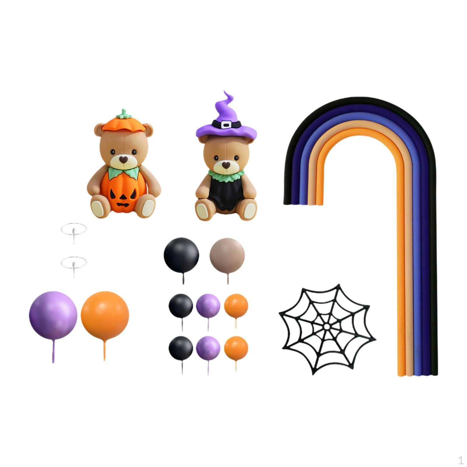 

16 Pieces Witch Hat Cake Toppers Ghost Theme Party Centerpieces Pumpkin Bear