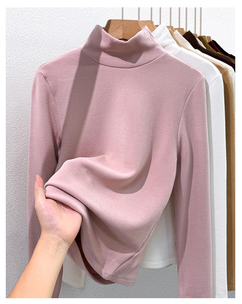 Women's 2025 Warm High-Neck Base Layer Top, Thickened Silk with Lambswool Lining