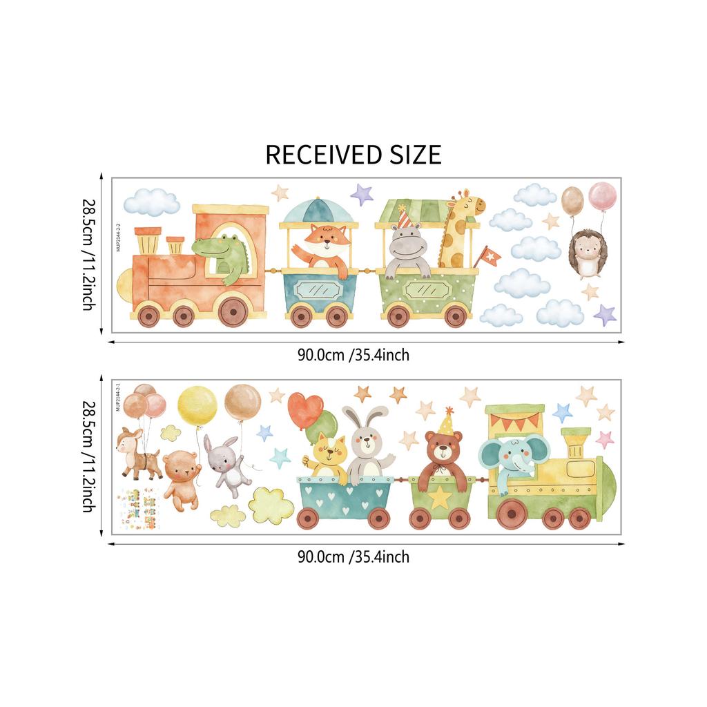Cartoon Animal Train Wall Sticker Removable Living Room Kids Bedroom Background Decor
