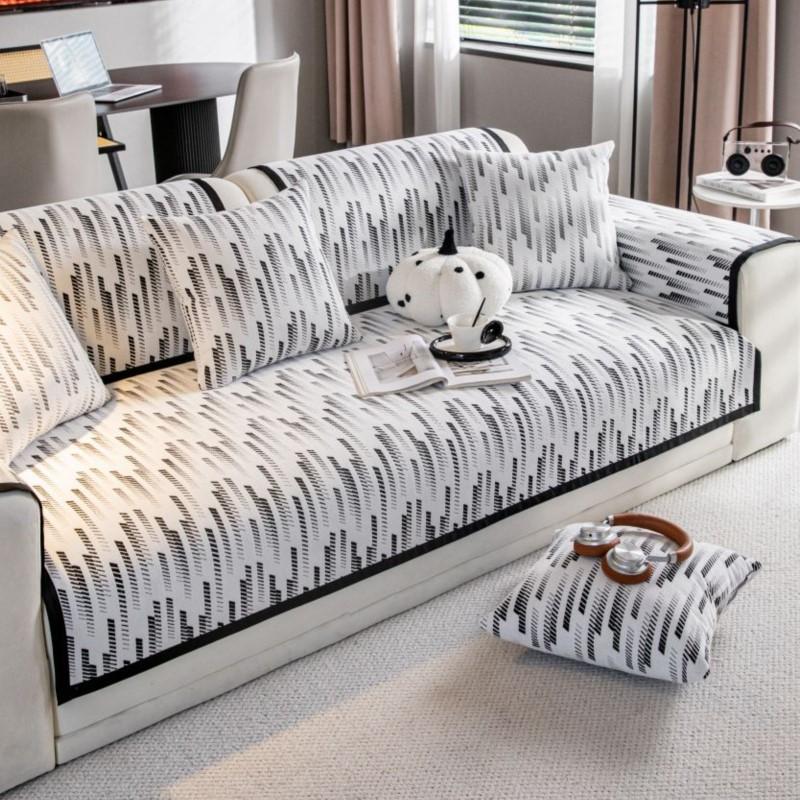 Autumn Home Non-slip Black White Sofa Cushion Couch Sofa Covers Mat Chenille Slipcover Funda Sofa Mat