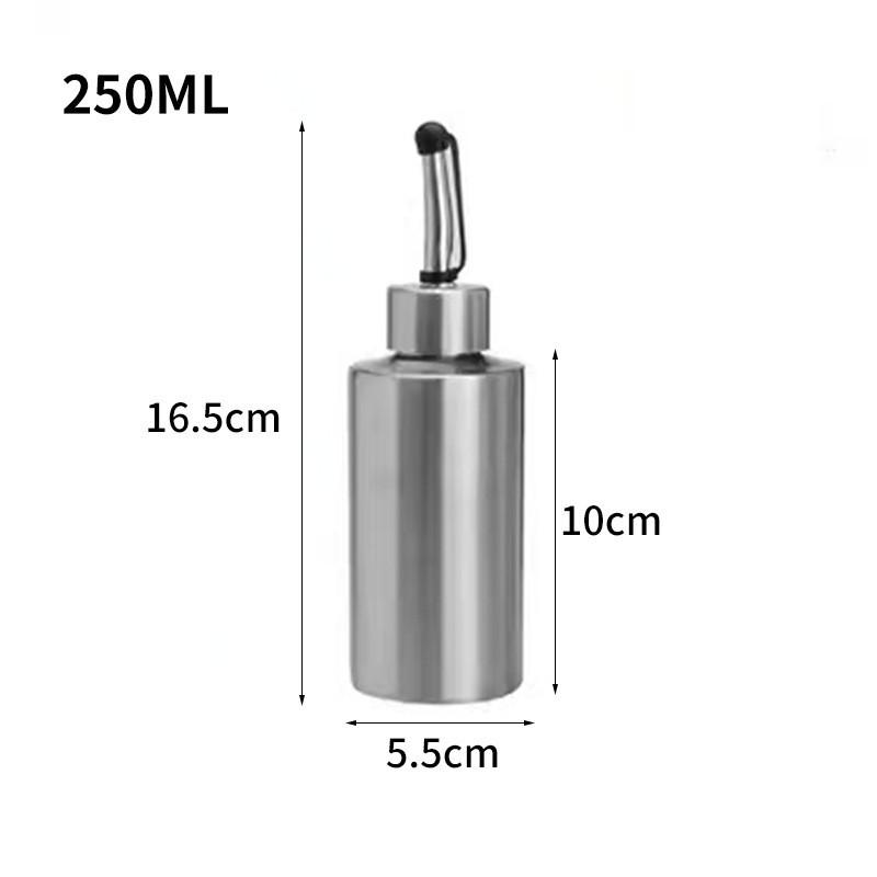 Cylindrical Stainless Steel Seasoning Bottles: Transparent Oil, Soy Sauce, and Vinegar Containers for the Kitchen.