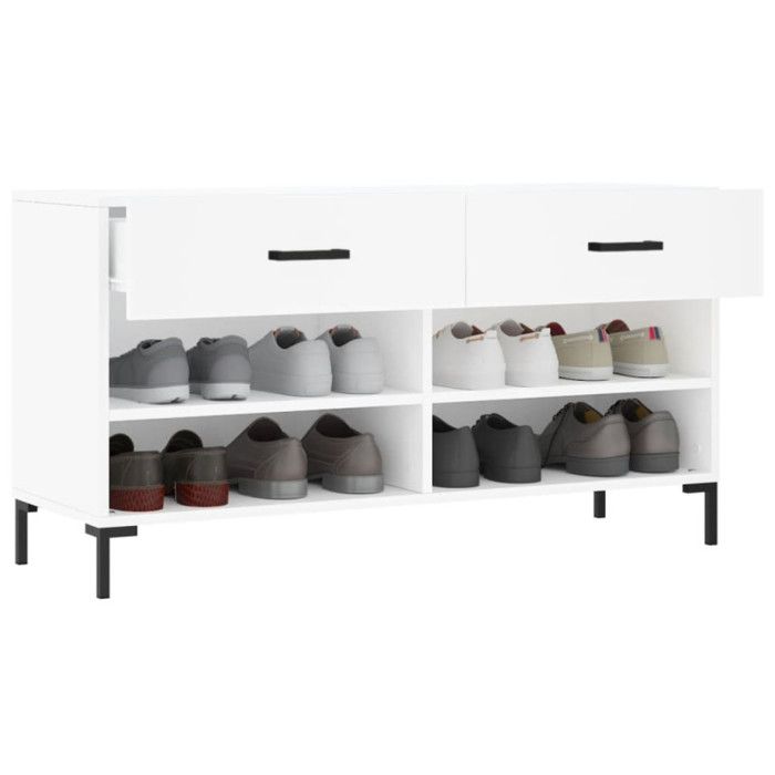 VidaXL Shoe Bench, Shoe Cabinet with 4 Shelves and Legs, Shoe Rack with 2 Drawers Living Room, Modern, 829740