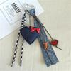 Portachiavi Pendente Laccio Intrecciato a Forma di Cuore Stella a Cinque Punte Stile Denim Creativo Trendy e Cool Pendente per Borsa Stile Ins