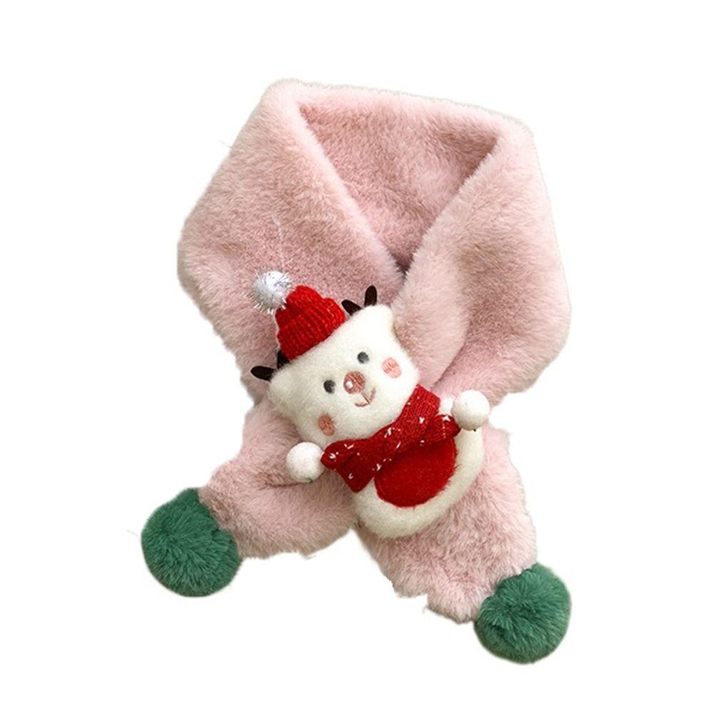 

Детский шарф с помпоном, шарф-воротник, грелка для шеи, детская плюшевая накидка, детские шарфы, рождественский шарф