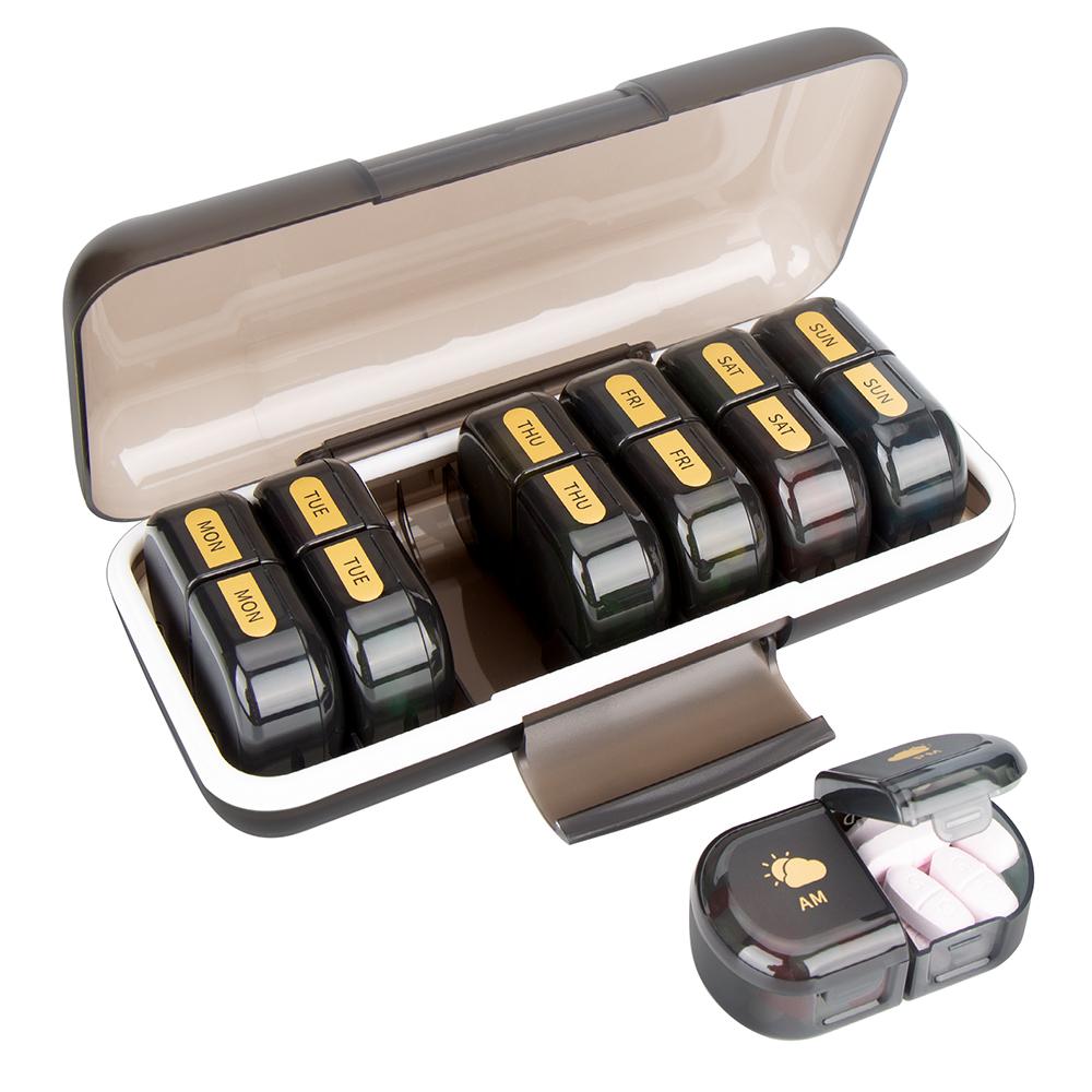 Extra Weekly Pill Organizer 2 Times a Day, Daily AM and PM Travel Pill Box Container Storage Box for Outdoor Travel Essentials