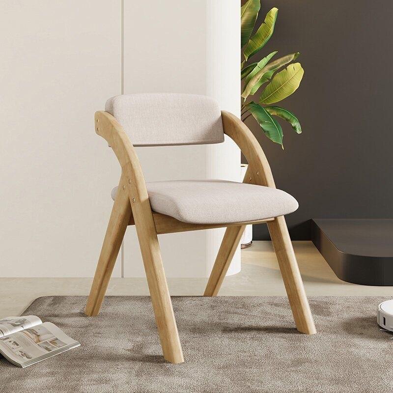 Foldable Wooden Dining Chair With Thickened Backrest Lightweight Multi-Use Home Office Adults