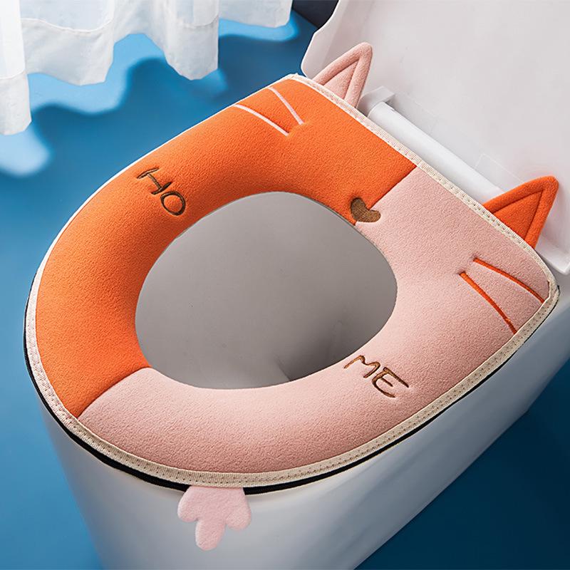 Luminous Toilet Seat Cover Soft Warm Mat Universal Washable Removable Zipper Cover Bathroom Toilet Lid Pad Case Cushion