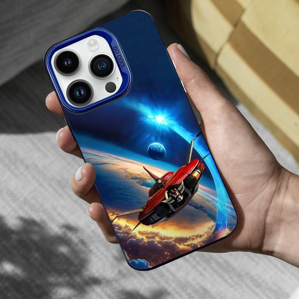 

R-Robot G-Goldorak-UFO Phone Case For iPhone 16,15,14,13,12,17,11,Mini,Pro,SE,XS,MAX Blue Matte Silicone Cover iPhone17Promax
