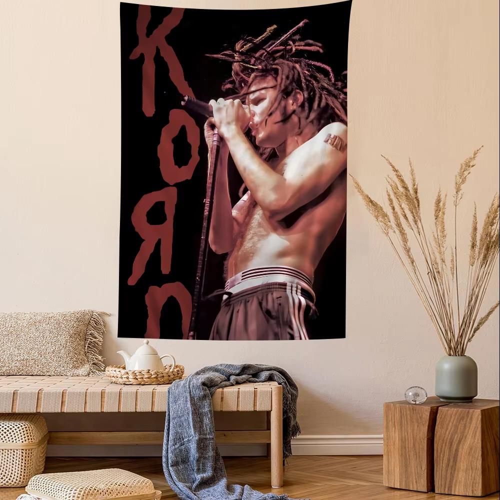 Korn Rockband Charaktere Anime Text Wandteppich Hippie Blumen Wanddekoration Schlafsaal Dekoration Heimdekoration