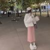 High Waist Women's Autumn Winter Thickened Knitted Wool Slim-Fitting Non-Slit Straight Pencil Long Midi Skirt