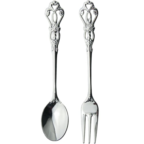 Nagao Lasserre Coffee Spoon and Fork, Silver Plated, Set of 2, Made in Japan