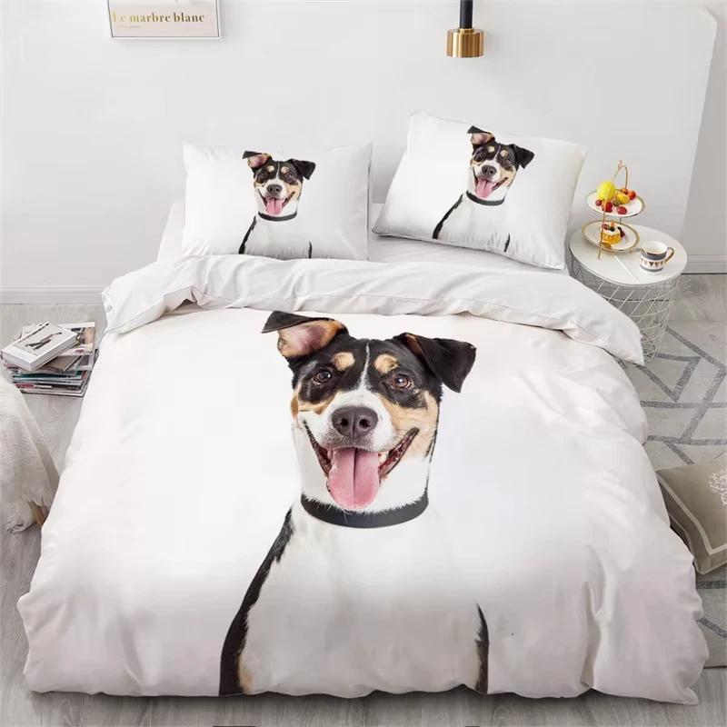 Cute Dogs Duvet Cover Pet Dog Funny Animal Bedding Set 3D Print Puppy Comforter Cover Pillowcases Full King For Kids Teens Decor