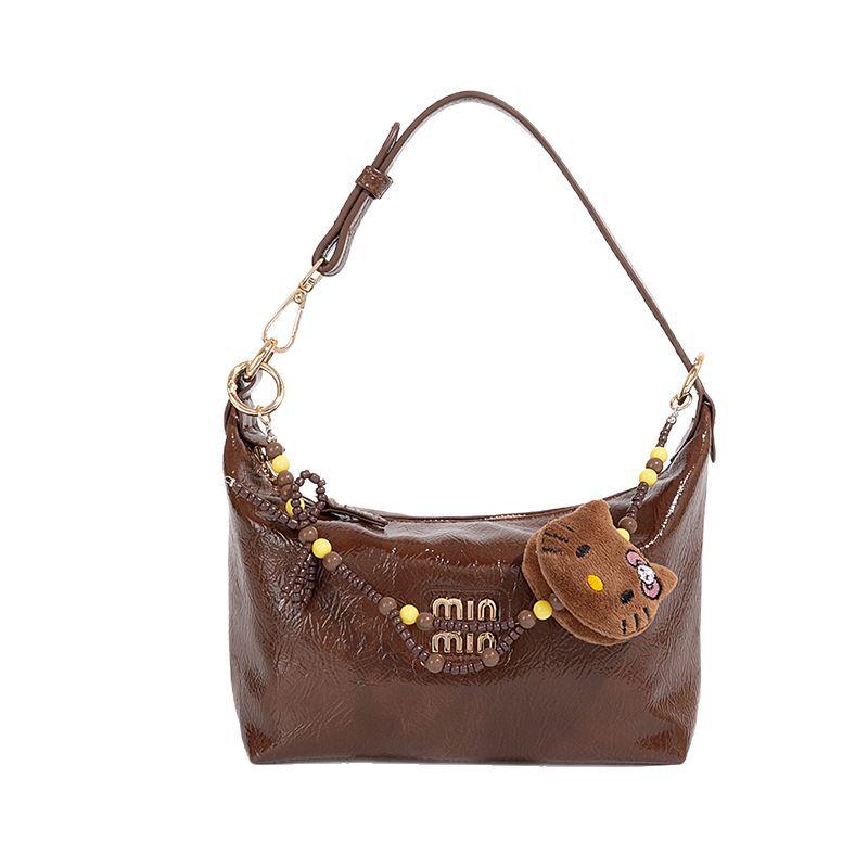Fashion Oil Wax Leather Underarm Bag for Women 2025 New Vintage Versatile Dumpling Bag Single Shoulder High-Quality Texture Trendy Women's Bag
