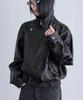 Londonda Belted Oversized Leather Jacket, Black