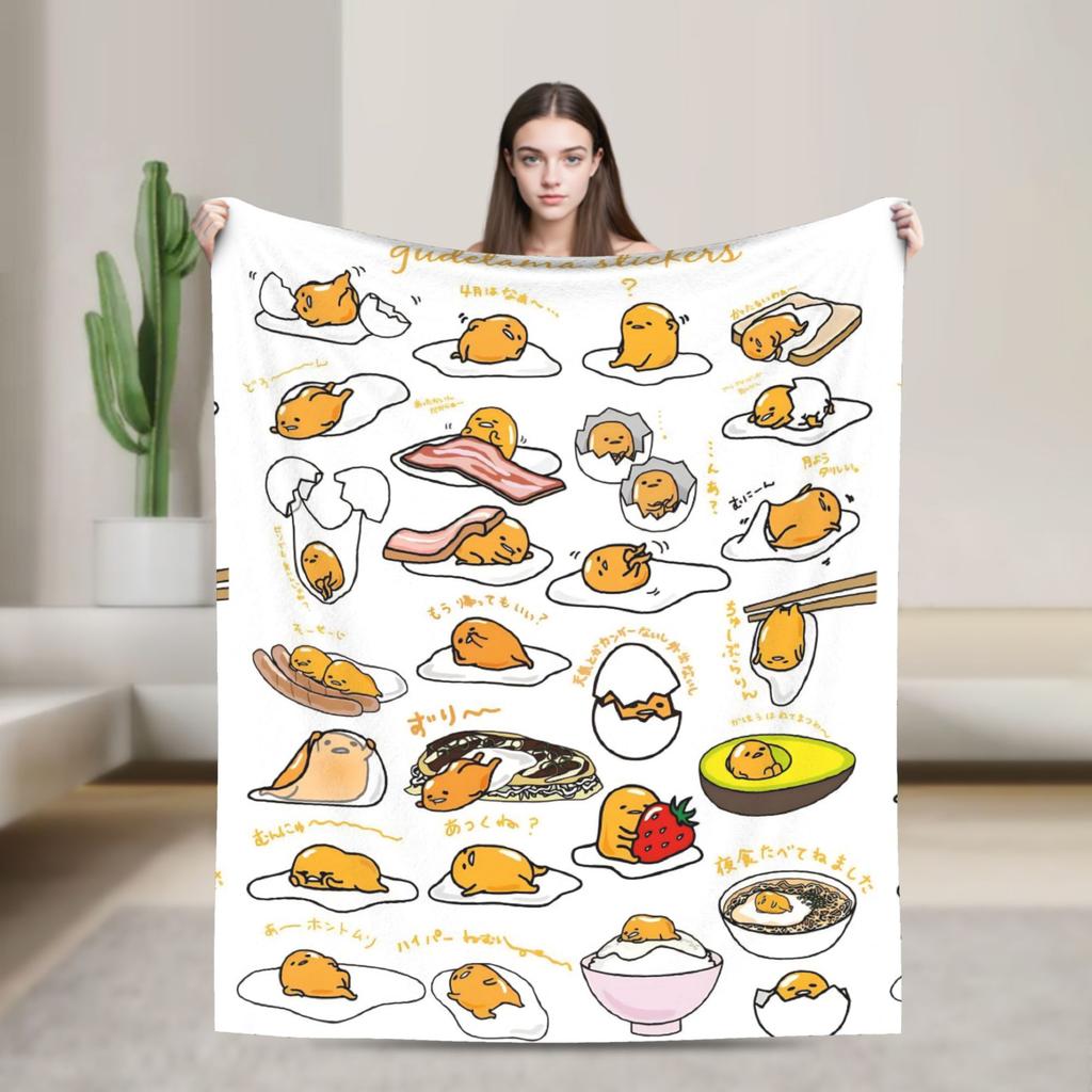 Gudetama Roztomilé Vajíčko Kreslenádeka Flanelová Ultra-Měkké Deky na Cestování Letadlem Ložnici Prošívanádeka