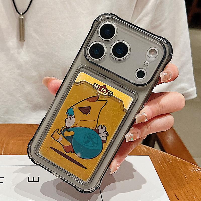 Card Slot Pocket Phone Case For For Iphone 17 Air 16 15 14 13 12 11 Pro Max Plus 16e Shockproof Transparent Silicone Soft TPU Cover