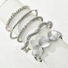 5pcs Stylish Versatile Irregular Geometric Wave Bracelet Set for Women Vintage Exaggerated Design Beads Bangles Jewelry Gift New