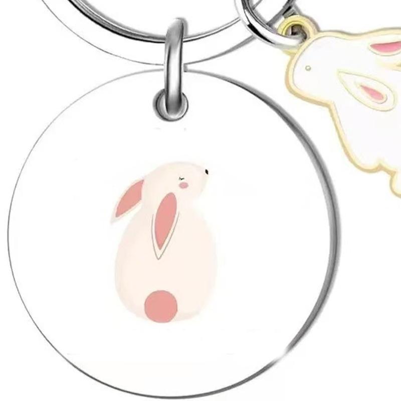 Sturdy Alloy Rabbits Keychain With Enameled Drip Designs For Keys Bags And Gifts