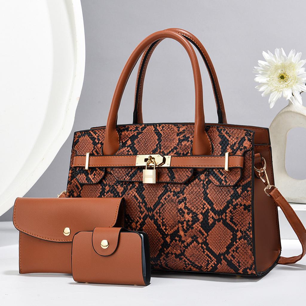 Women's Bag, Mother and Child Bag, Three-piece Set, Handbag, Lock, Shoulder Bag, Messenger Bag, All-match.