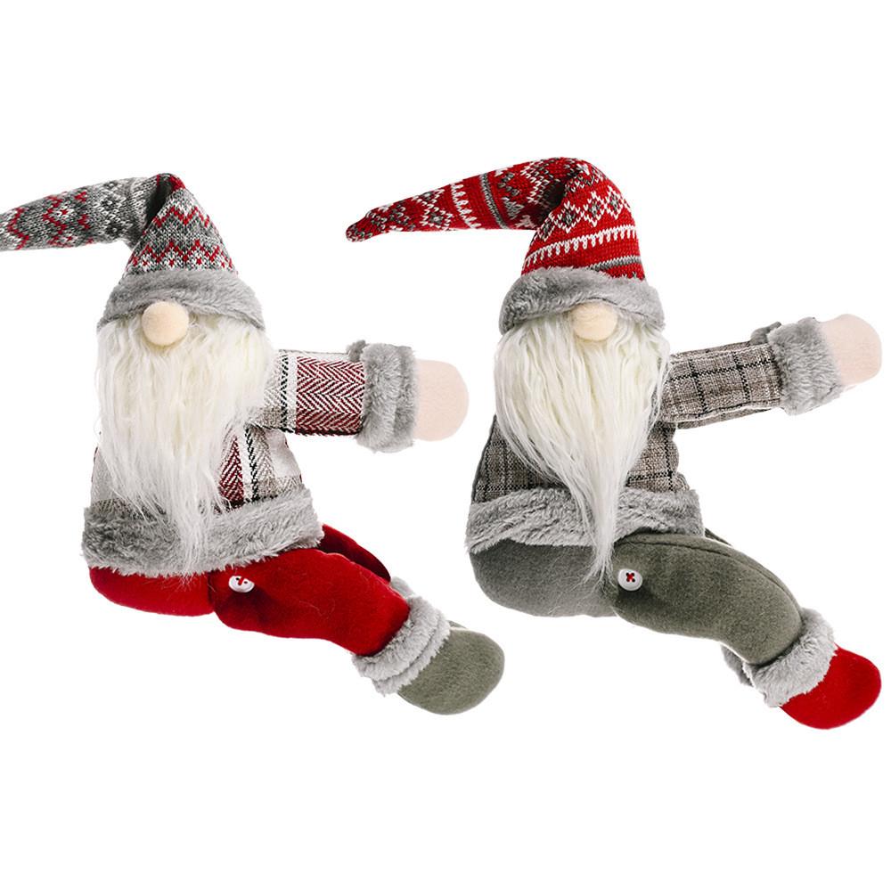 Kreativ Julenissens Plyschdocka Fönstergardinbindare Med Unik Rutig Design