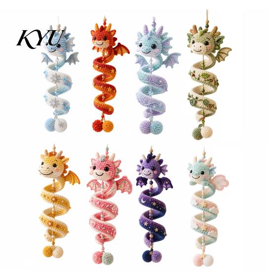 Easy Assembly Dragon Decor DIY Spiral Hanging Ornament Kit, Decorative Art Craft, Family Activity Craft Handmade Crochet Kit for Home Classroom