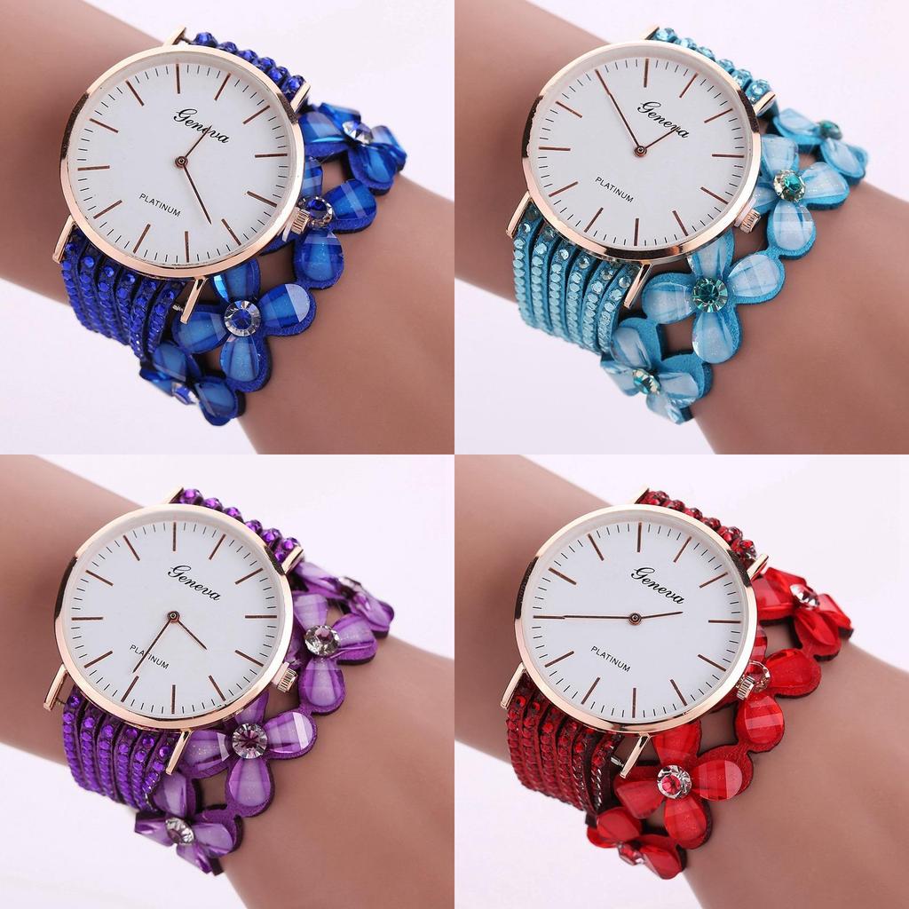 Elegant Floral Quartz Bracelet Watch Fashionable Women's Jewelry Timepiece