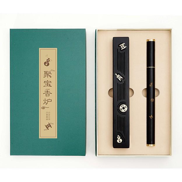 Orchid Scroll Chinese Style Incense Holder - Ebony Rosewood & Purple Light Wood