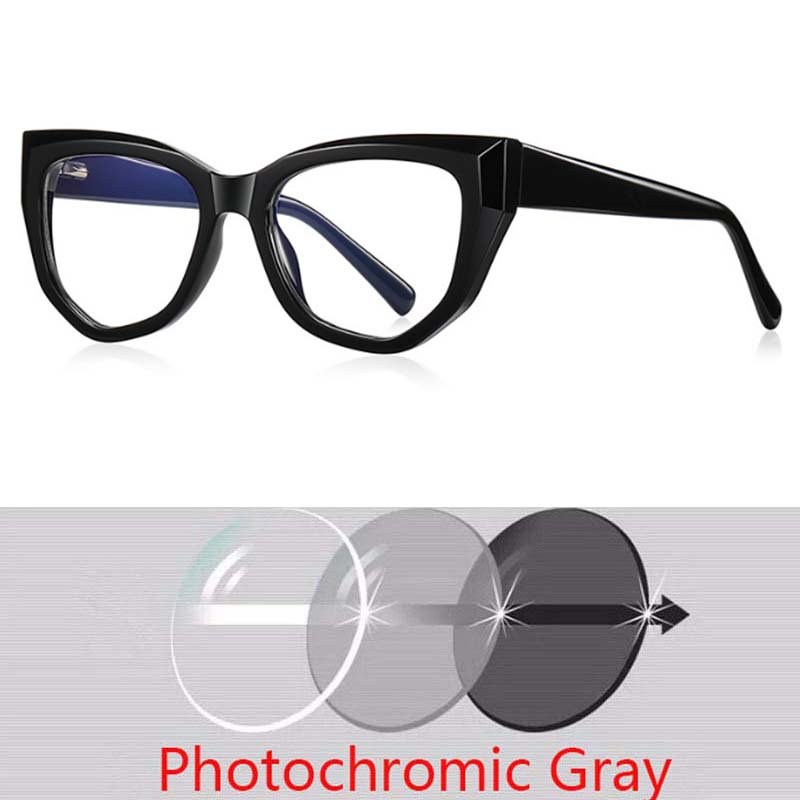 Polygon Cat Eyes Photochromic Glasses Women Myopia Eyeglasses Students Short Sight Eyewear 0 -0.5 -1 -1.25 -1.5 -1.75 -2.0 To -6