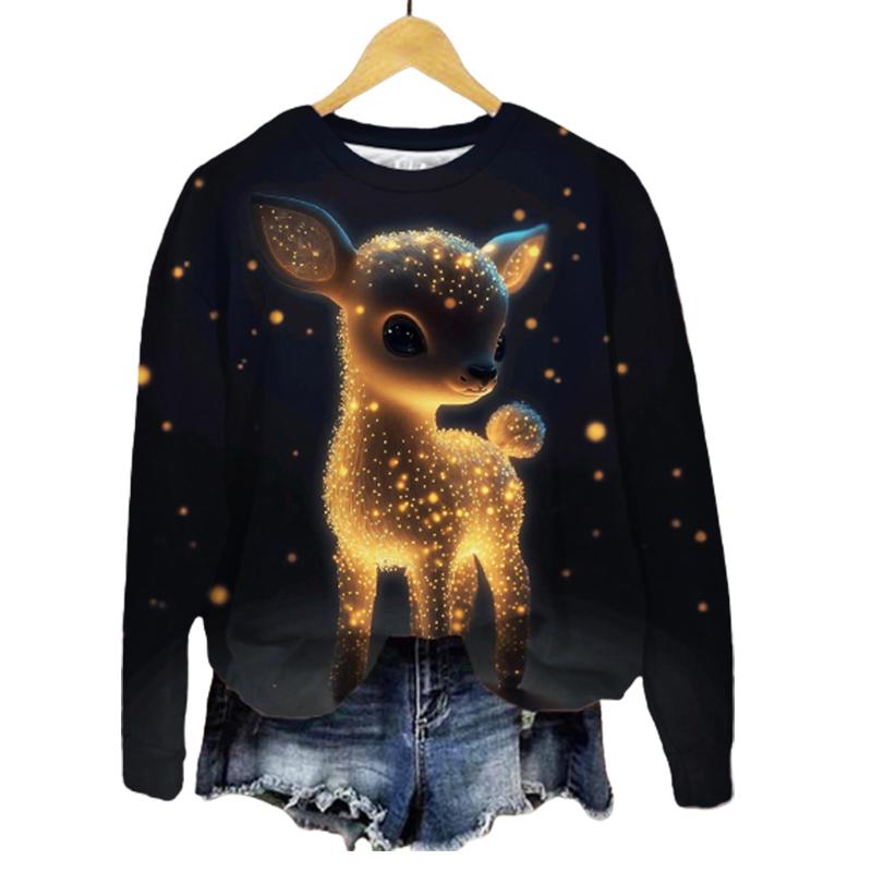 

Топы для женщин, черный блестящий палевый топ с объемным принтом, футболка с круглым вырезом и длинными рукавами, осенний повседневный женский топ с длинными рукавами на Рождество