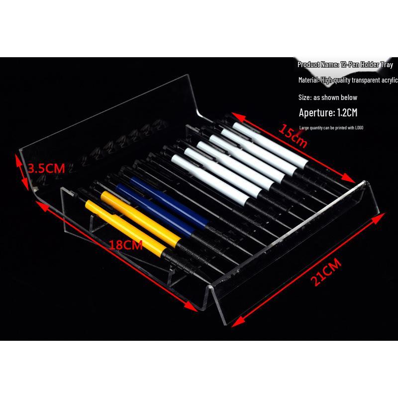 Transparent Acrylic Pen and Pencil Holder Display Rack for Stationery, Eyebrow Pencils, and Children's Hairpins.