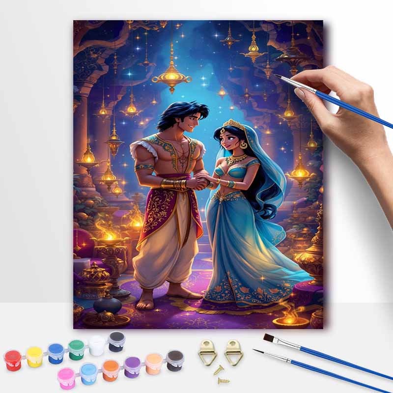 Disney Aladdin and Jasmine Oil Painting Kit Romantic Palace Home Decor Gift