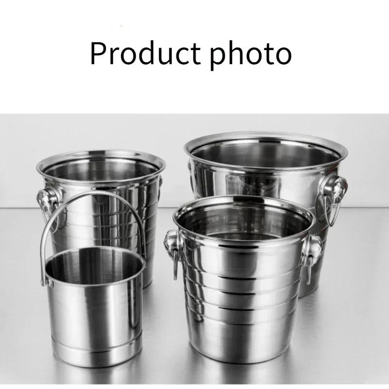 1L/3L/5L Stainless Steel Ice Bucket Portable Ice Chiller Cooler with Comfortable Handle Two-ear Ice Bucket Bar Wine Tooling