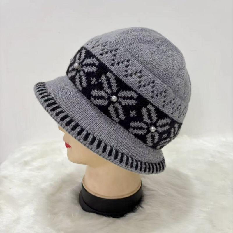 

New Knitted Hats for Women Mom Hats Grandma Hats Fashionable and Simple Woolen Hats Plus Velvet Fisherman Hats Basin Hats