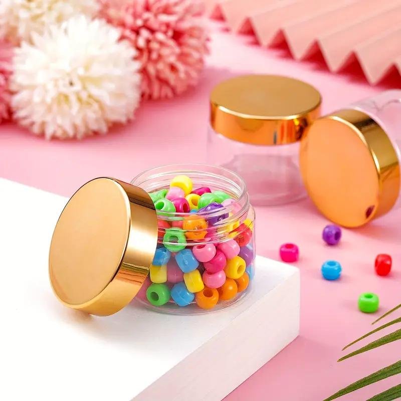 20pcs 10ml Golden Lid Mini Transparent Empty Box for Cosmetic Travel Bottle Containers Storage Nail Acrylic Powder/Glitters Jars