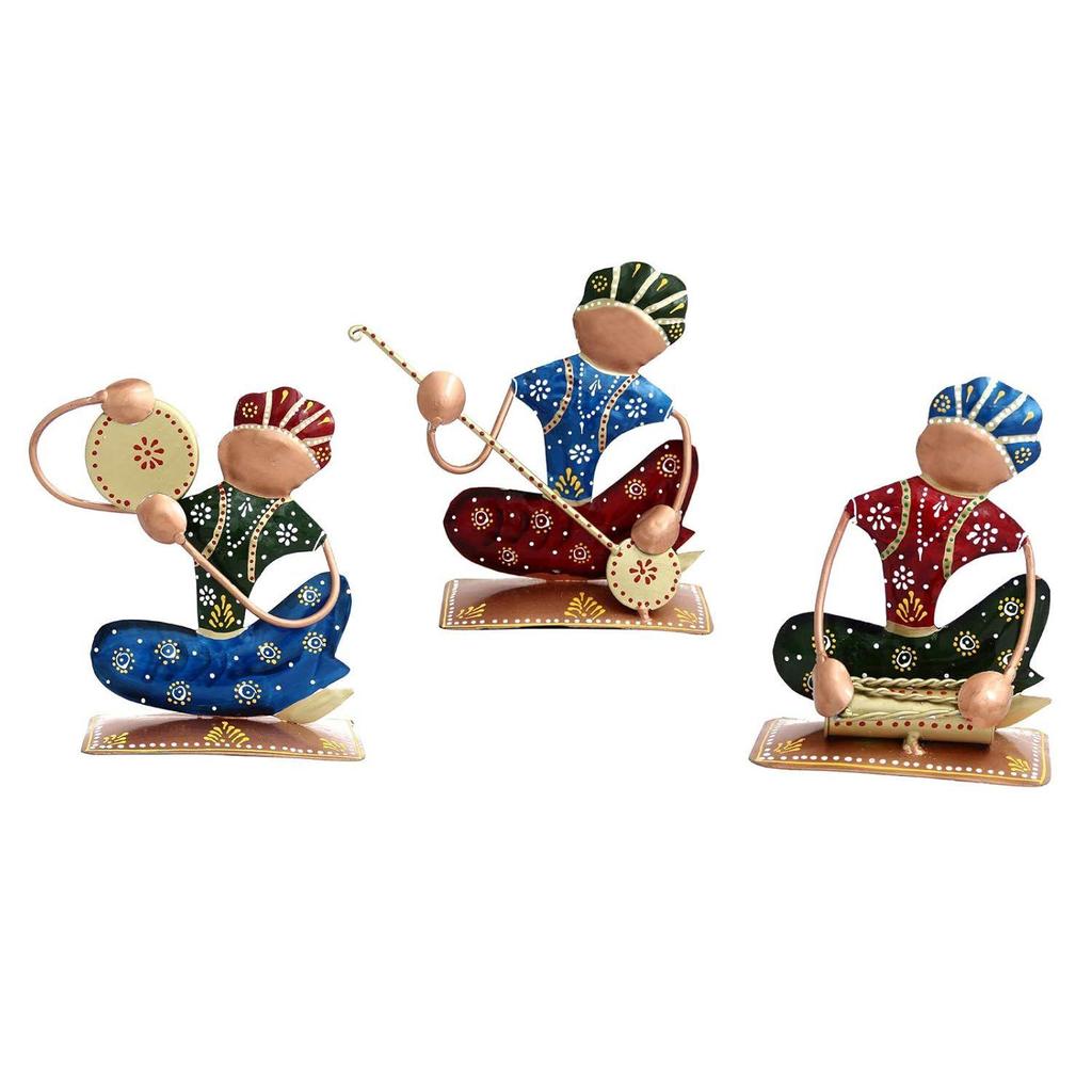 Rajasthani Musicians Handmade Decorative Gift Item Showpiece In Iron for Home Décor - 5.5 Inch