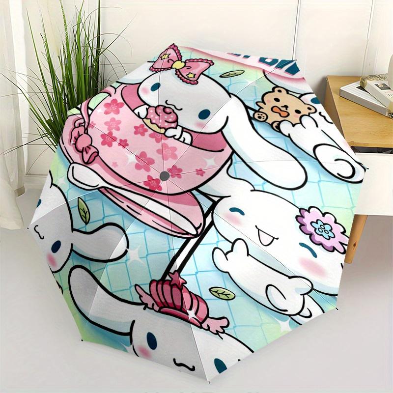

Pink teacup & Cinnamoroll Design Automatic Opening and Closing Umbrella - Small Umbrella Suitable for Various Occasions, Portable 3-Fold Small Umbrell