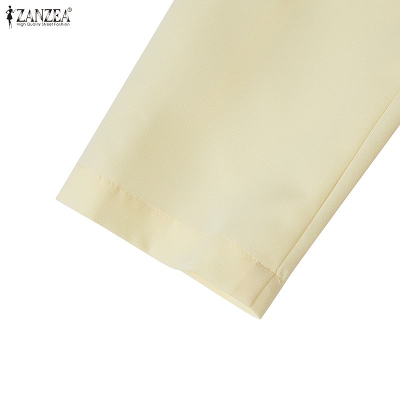 ZANZEA Women Turn Down Collar 3/4 Sleeve Loose Casual Long Dress
