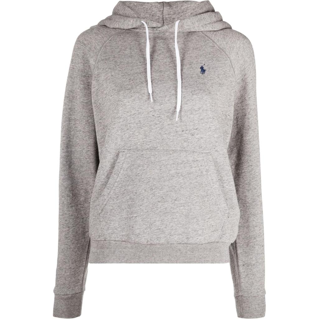 Polo Ralph Lauren FW21 Logo Embroidered Hoodie Women Hoodies Gray 211794394-003