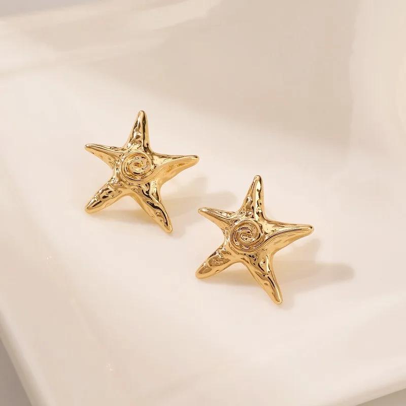 New Starfish Pendant Necklace for Women Gold Color Seaside Necklaces Stainless Steel Zircon Summer Beach Gifts