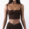 Canotta Elasticizzata Sexy con Scollo a U Ampio Stile Europeo e Americano Abbigliamento Donna Articolo Nuovo Primavera 2025 Colore Unico Spallina Stretta