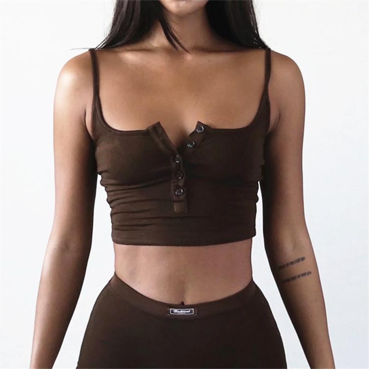 Canotta Elasticizzata Sexy con Scollo a U Ampio Stile Europeo e Americano Abbigliamento Donna Articolo Nuovo Primavera 2025 Colore Unico Spallina Stretta