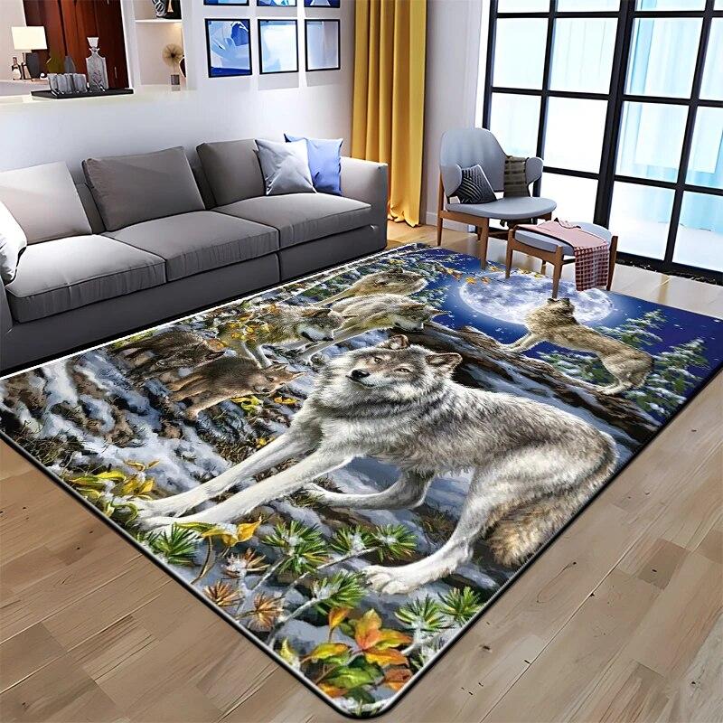 Best Selling Wolf Art Printed Carpet for Living Room Large Area Rug Soft Mat E-sports Chair Carpets Alfombra Gifts Dropshopping
