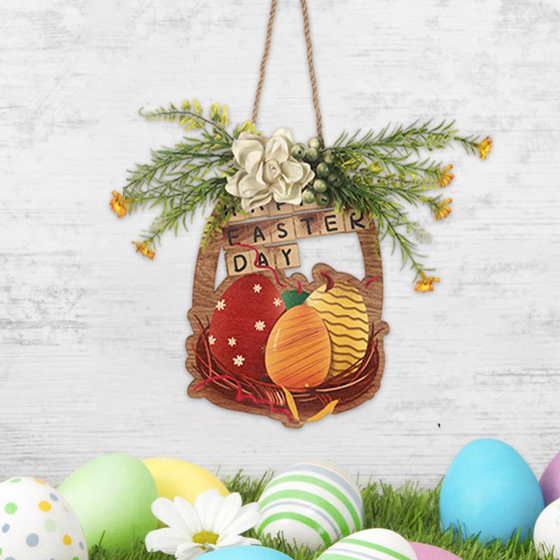 Easter Door Decorations Wooden Easter Egg Front Door Wreath Signs Rustic Easter Egg Wreath For Wall Door Window Farmhouse Porch