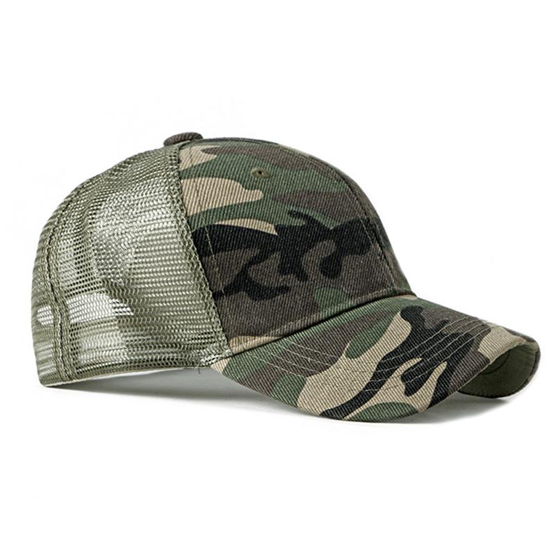 Frühlings- und Sommer-Outdoor-Hut einfacher Camouflage-Baseballkappe Herren Freizeitkappe atmungsaktive Netzmütze Damen