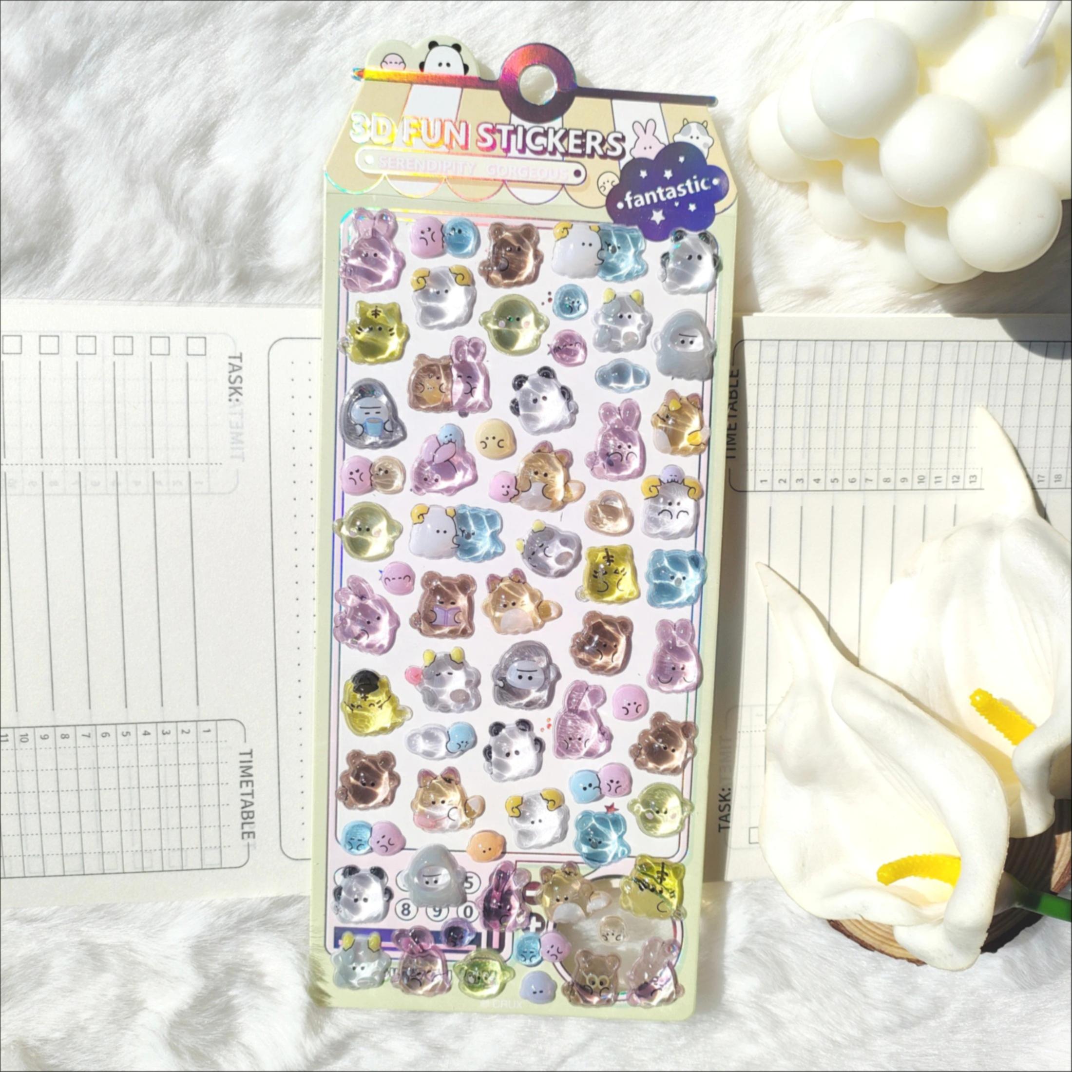 

High-value Adorable Tiny Ghosts Youyou Family 3D Stereoscopic Crystal Decal Materials, Ornamental Decals Children-Friendly Stationery
